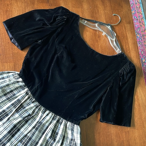 Vintage 80’s Lanz Originals Velvet and Plaid Taffeta Dress - Size 8 - Picture 3 of 6